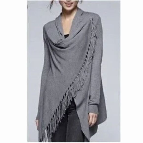 LOVESTITCH Wrap Cardigan Sweater Fringe Women's Medium Western Boho Travel Cozy - Picture 2 of 14